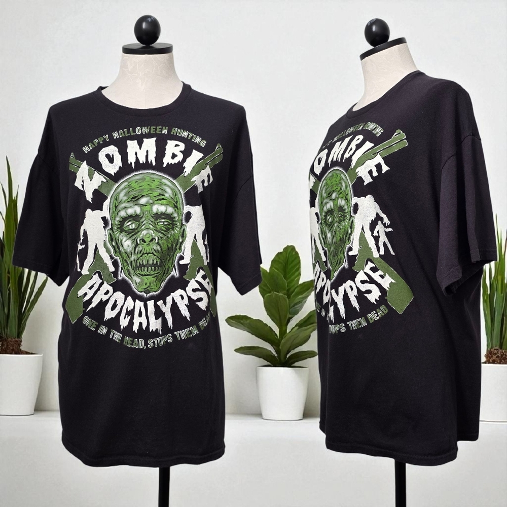 Vintage Delta Zombie Apocalypse Green& Black T-Shirt Halloween Unisex Oversized